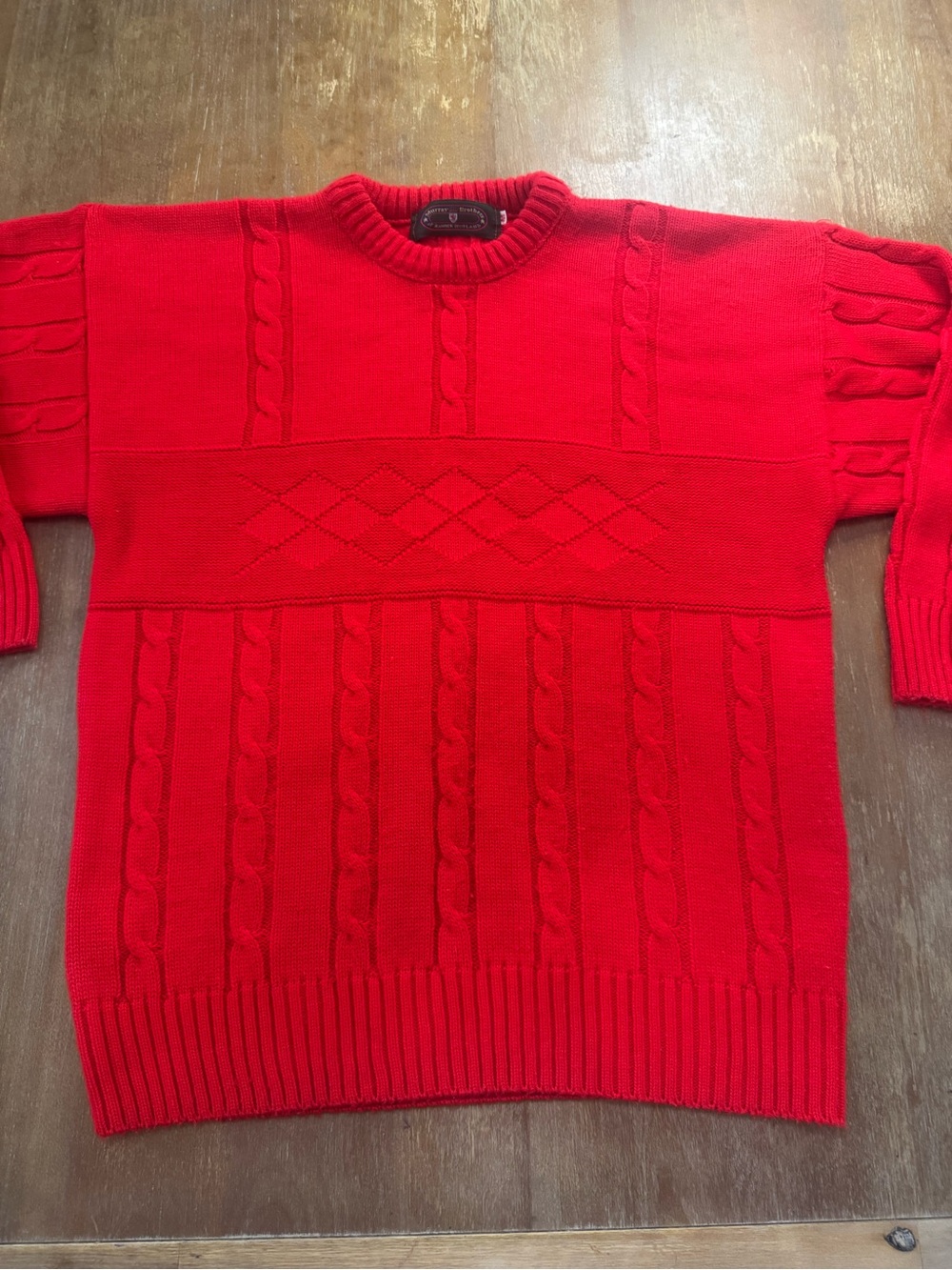 Murray Brothers Women’s Red Cable Crewneck Sweater